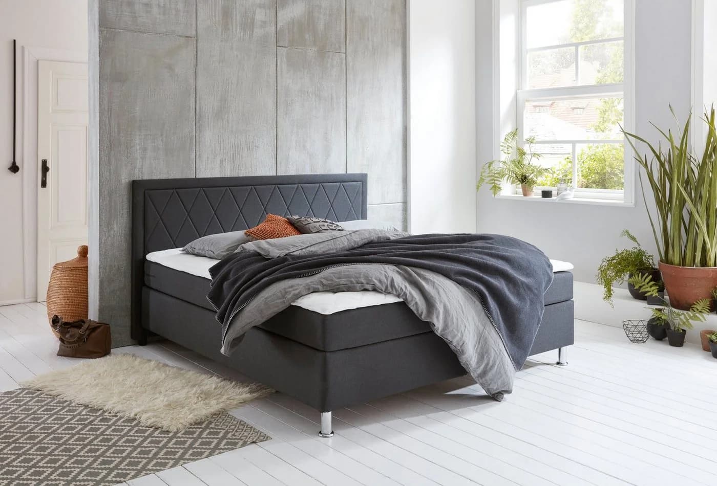 Boxbett Helen Anthrazit Tonnentaschen-Federkernmatratze
