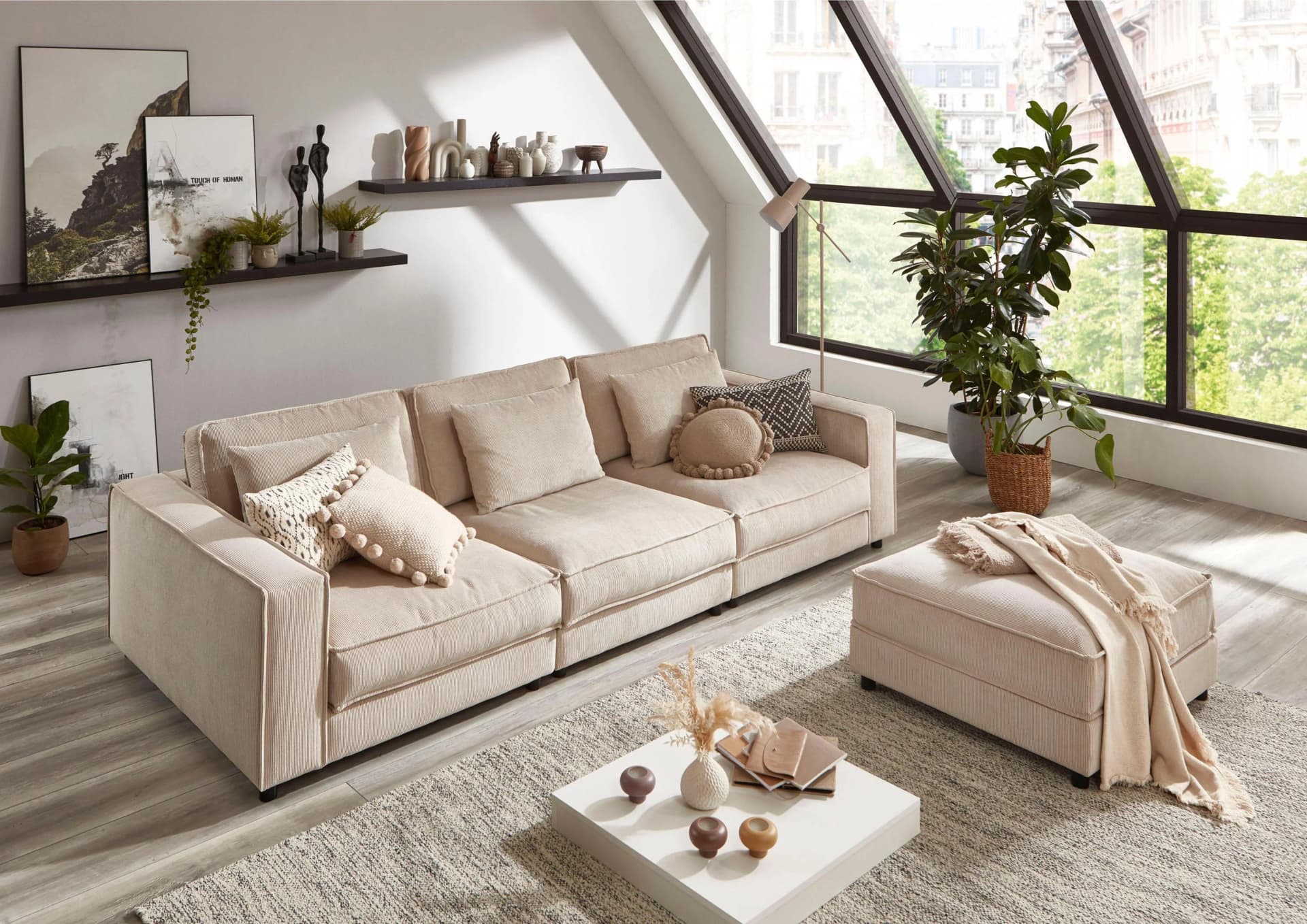 ATLANTIC HOME COLLECTION 3-Sitzer Sofa Valan Creme Cord