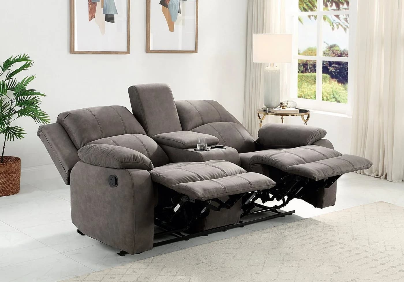 ATLANTIC HOME COLLECTION 2-Sitzer Sofa Cicero Dunkelgrau mit Relaxfunktion