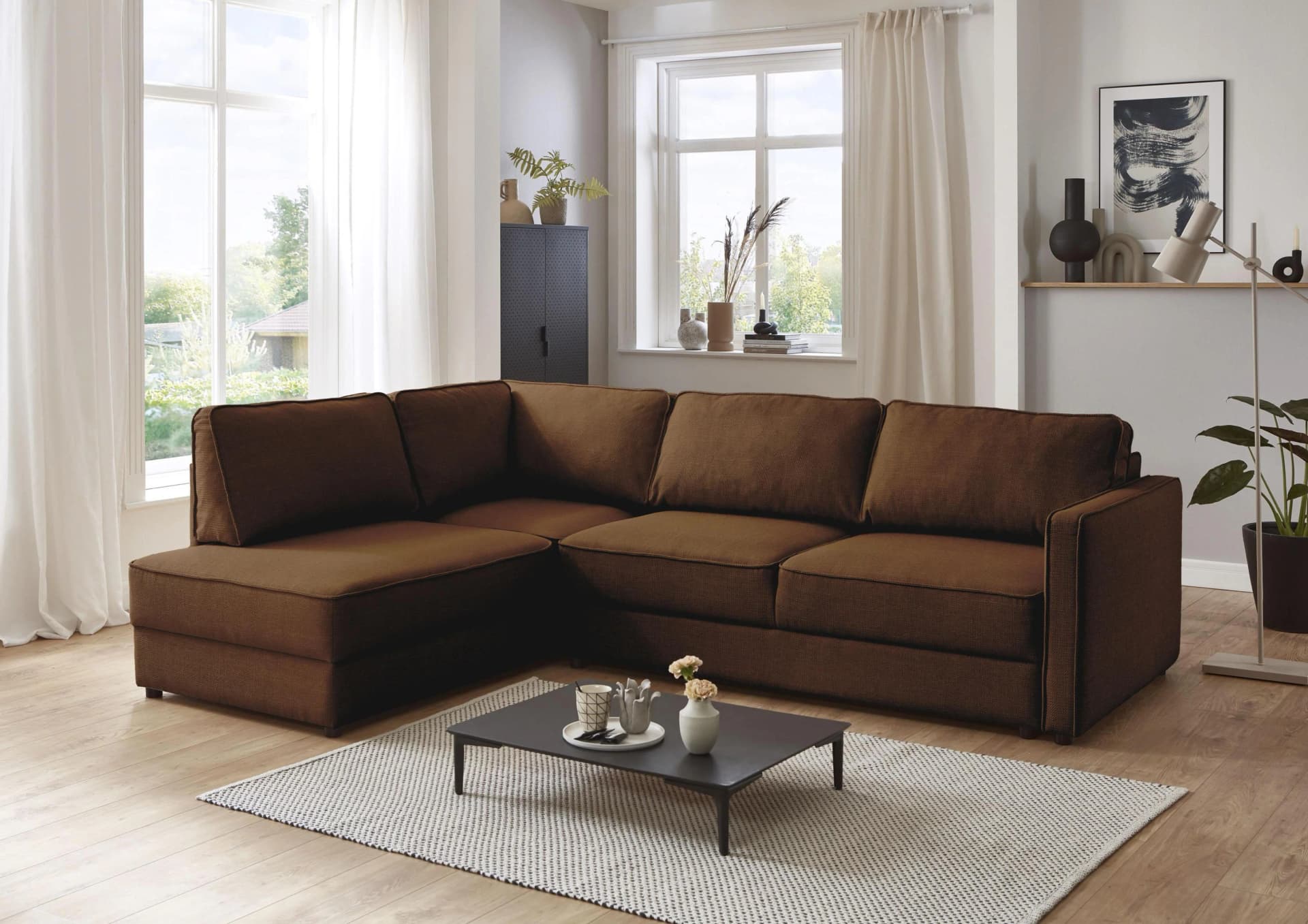 ATLANTIC HOME COLLECTION Schlafsofa Chill Karamellbraun mit Bettkasten