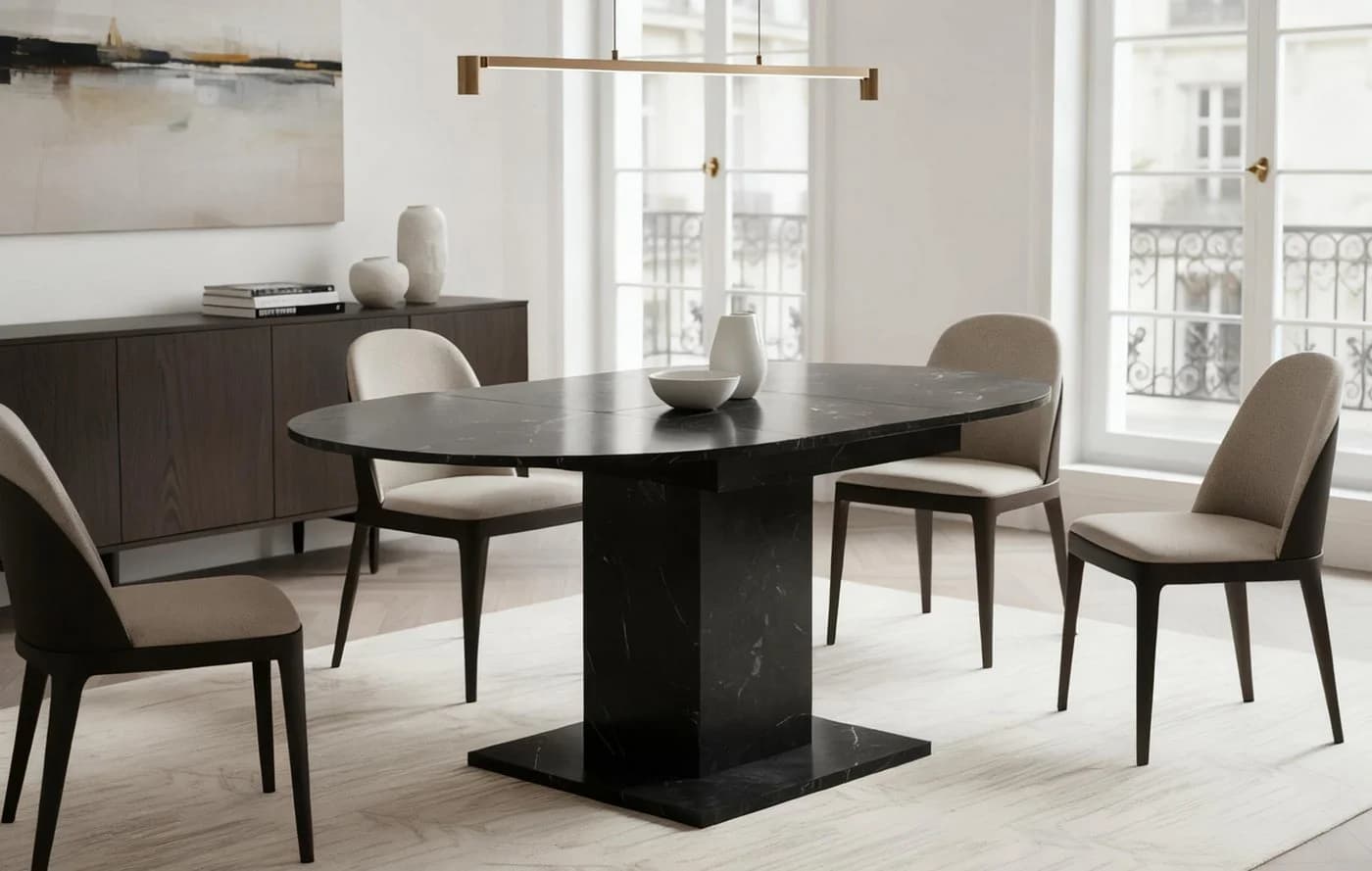 B&D home Säulen-Esstisch WIM, rund, ausziehbar 100-140cm, 4-6 Personen