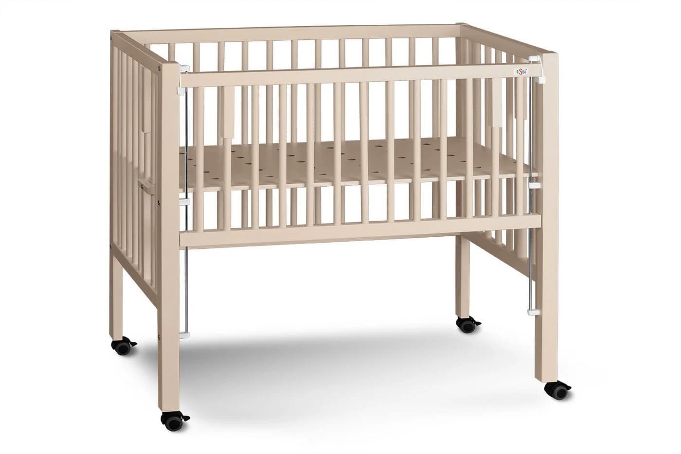 tiSsi® Beistellbett MAXI Buche massiv Beige für Boxspringbetten