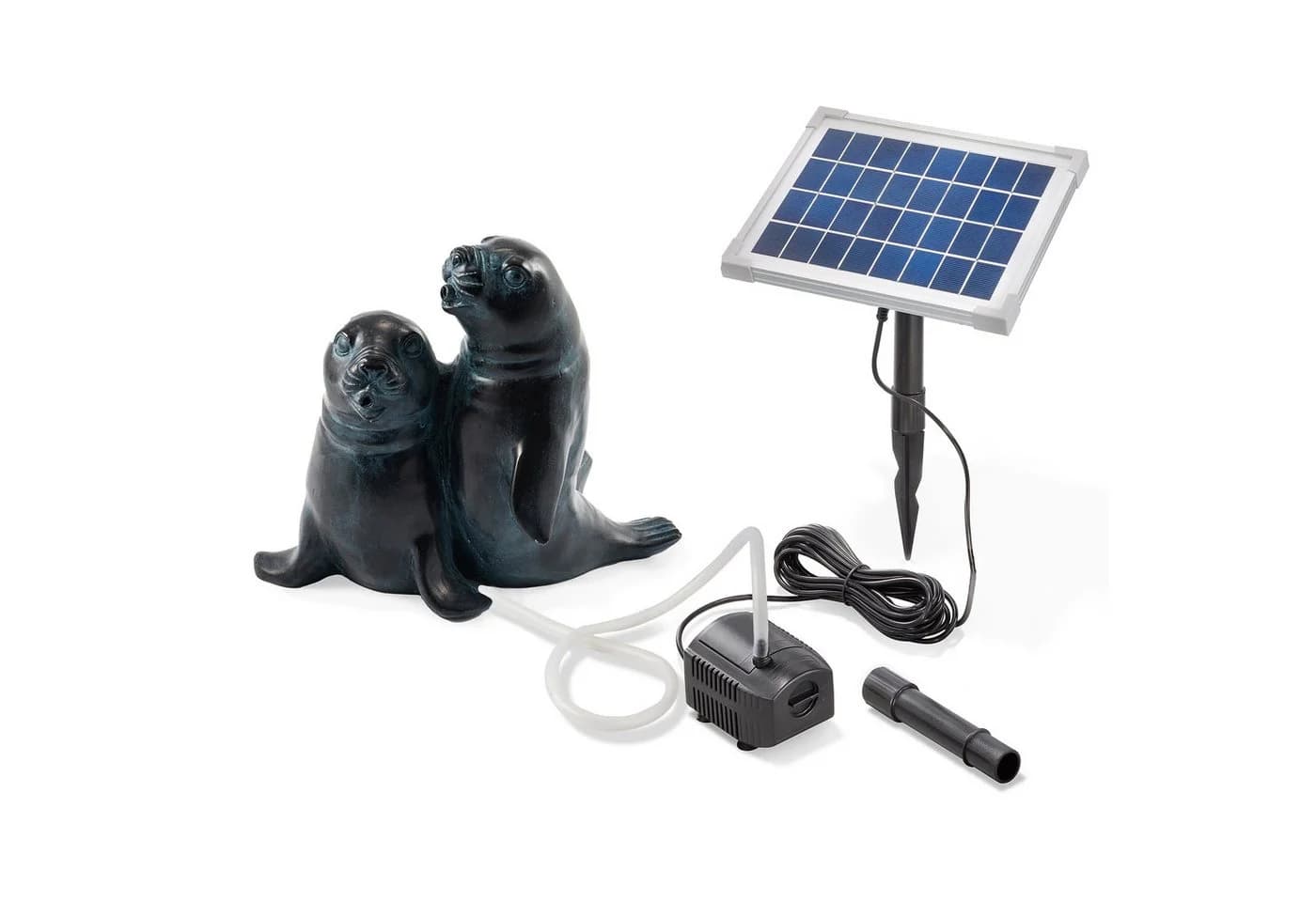 esotec Wasserspeier Solar Teichfiguren Komplettset Seehund Paar Paul & Paula
