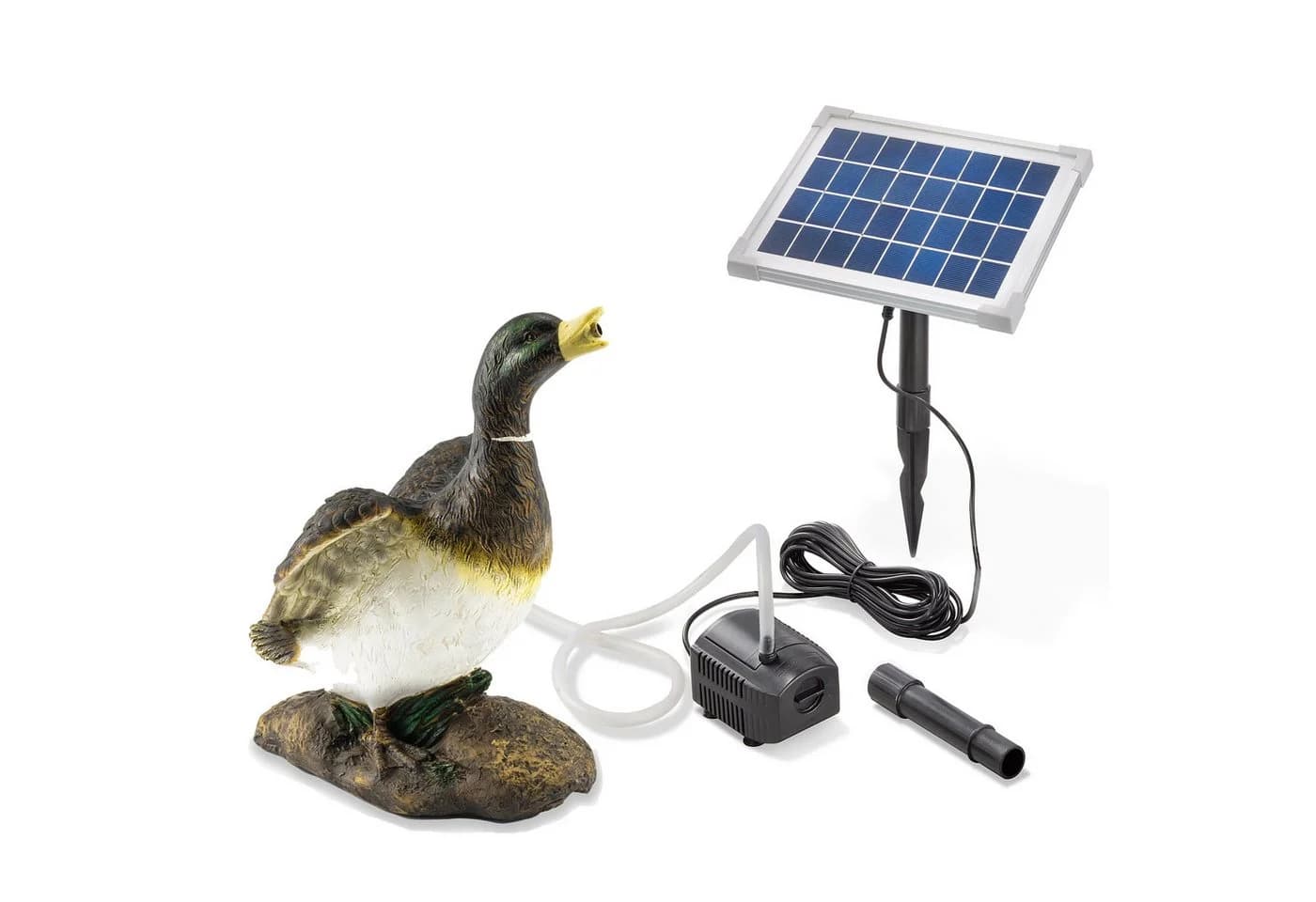 esotec Wasserspeier Ente Solar Komplettset mit Pumpe