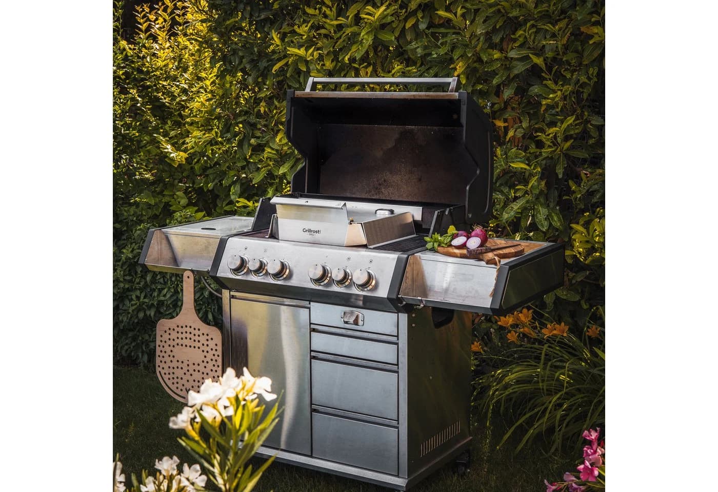 Grillrost.com BBQ Klapptür Edelstahl für Pizzahaube G-1097