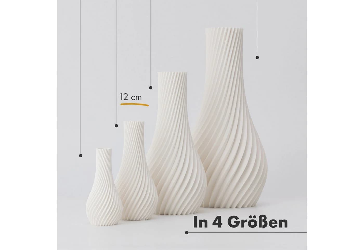 natumo Tischvase Longi Weiß 12 cm Spiraldesign