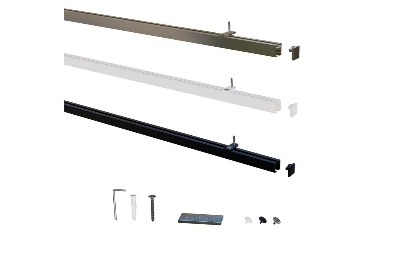 Gardineum Innenlaufstange 20x20mm Aluminium mit Deckenträger