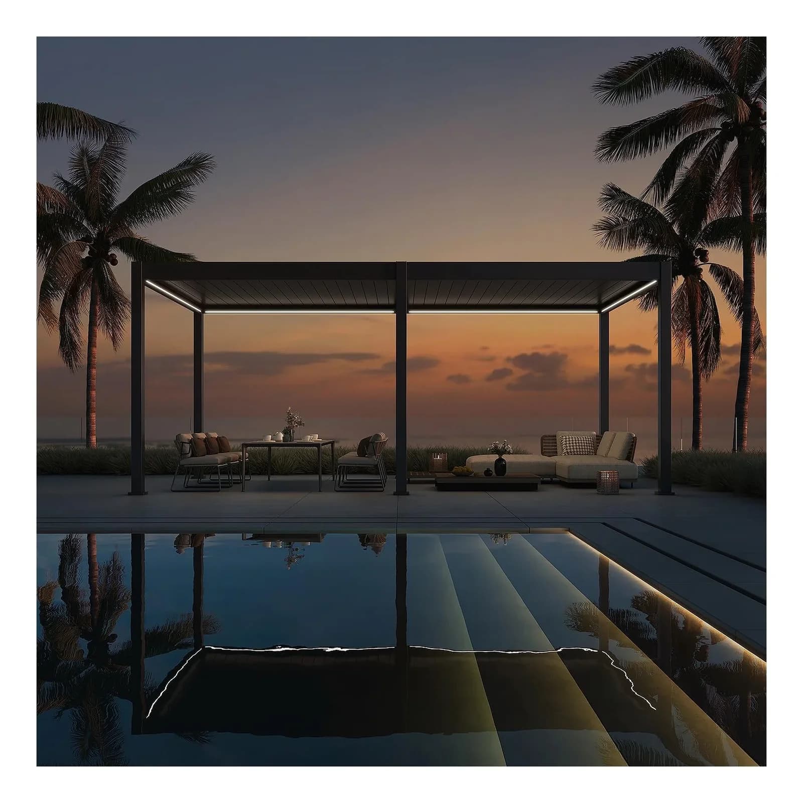 Weide E-Deluxe Elektrische Pergola mit LED Voll-Aluminium 3x6m Anthrazit