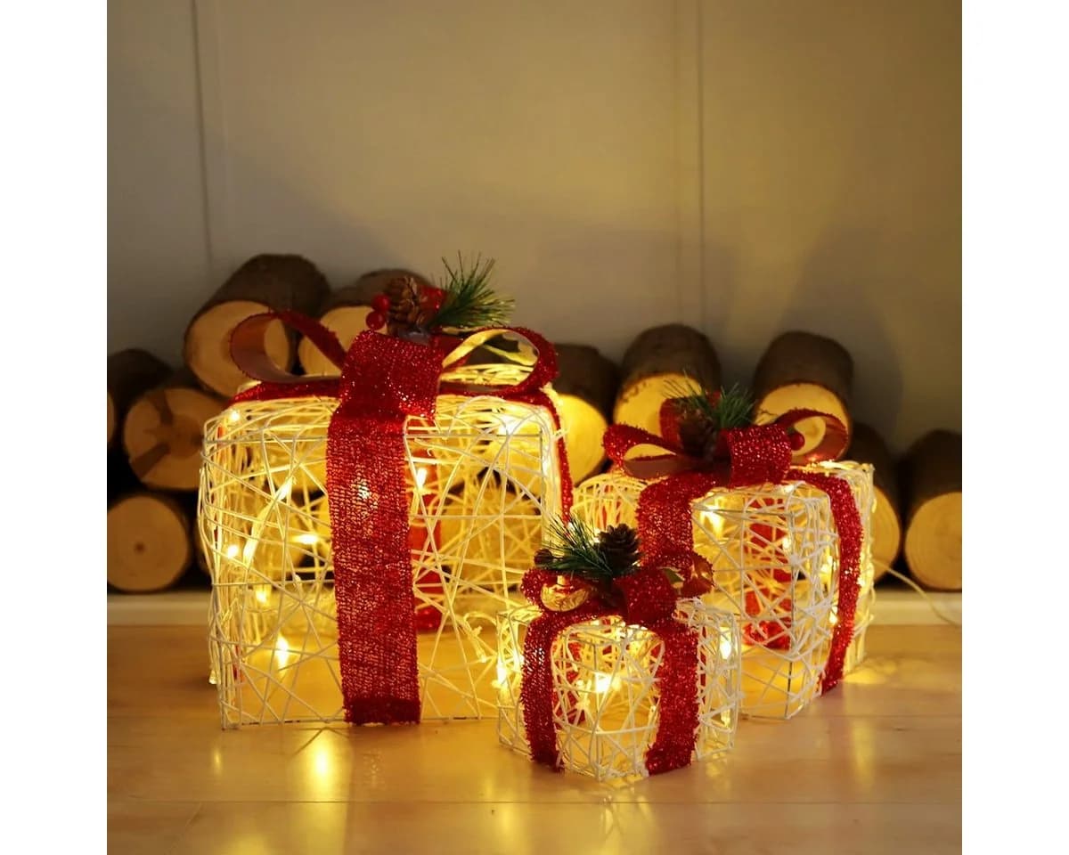 Salcar LED-Lichterkette 3er Set Geschenkbox Weihnachten Dekoration 48 LEDs