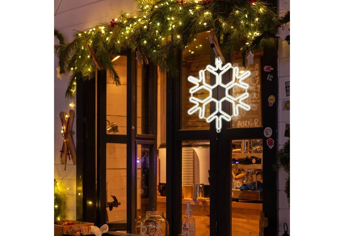 Salcar LED Dekolicht Schneeflocke Neonlicht Kaltweiß 40cm