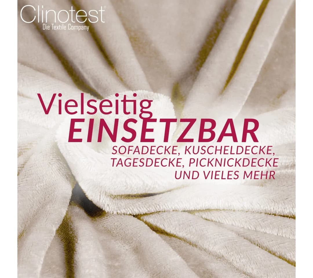 Clinotest Kuscheldecke 100% Polyester XXL 150x220 cm Waschecht