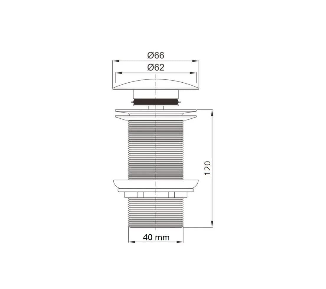 wohnfreuden Ablaufventil 120 mm Pop-Up Ventil Matt Schwarz