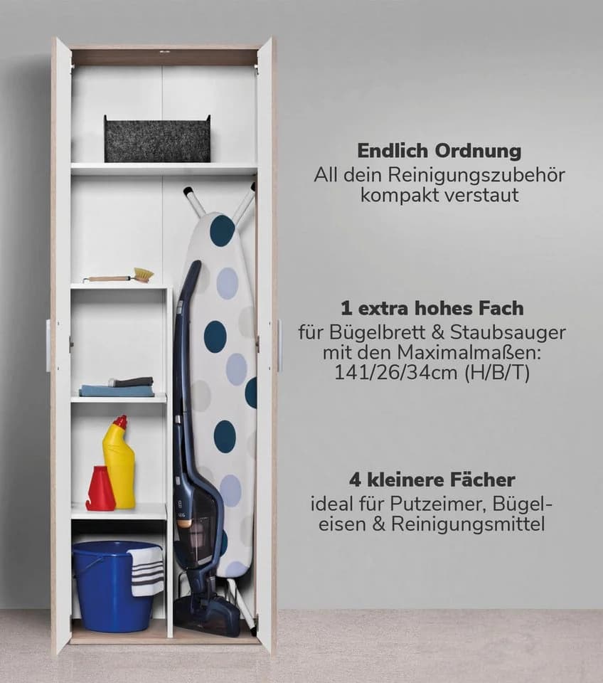 mokebo Mehrzweckschrank Sonoma Eiche Weiß 180 cm