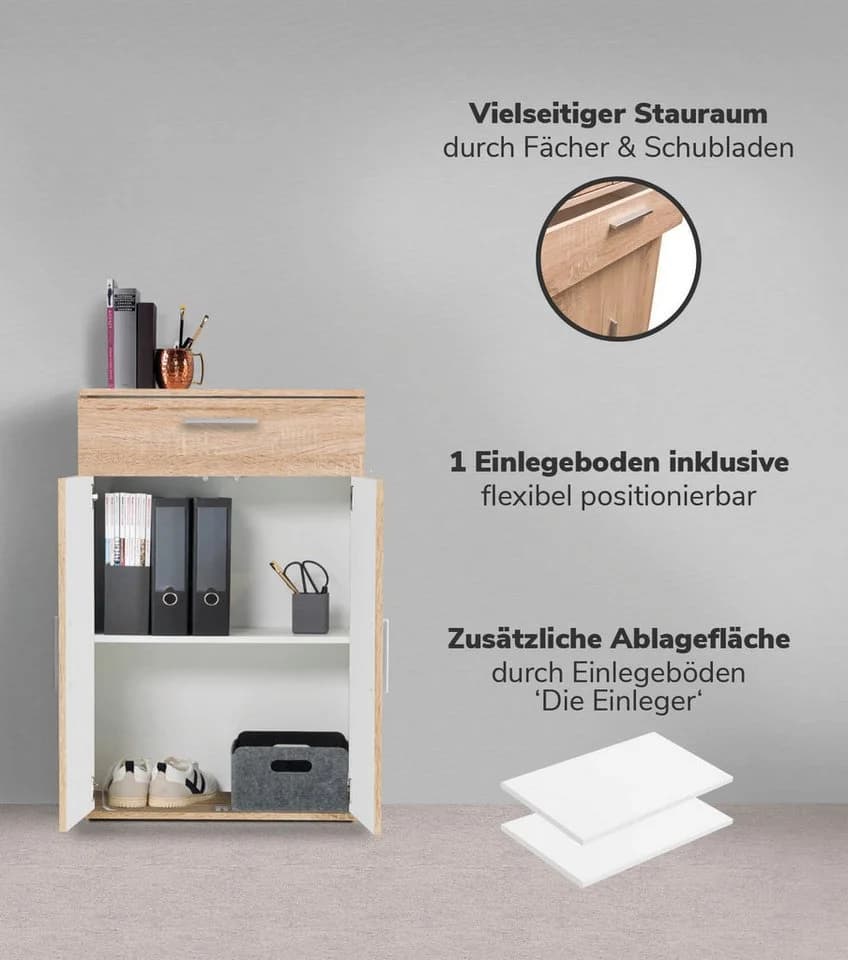 mokebo Mehrzweckschrank Braun Modern mit Schublade