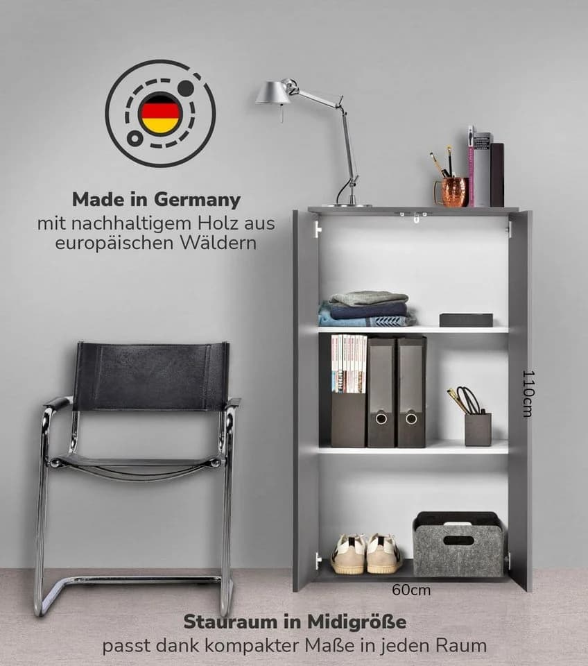 mokebo Mehrzweckschrank Der Schlanke Schwarz Modern