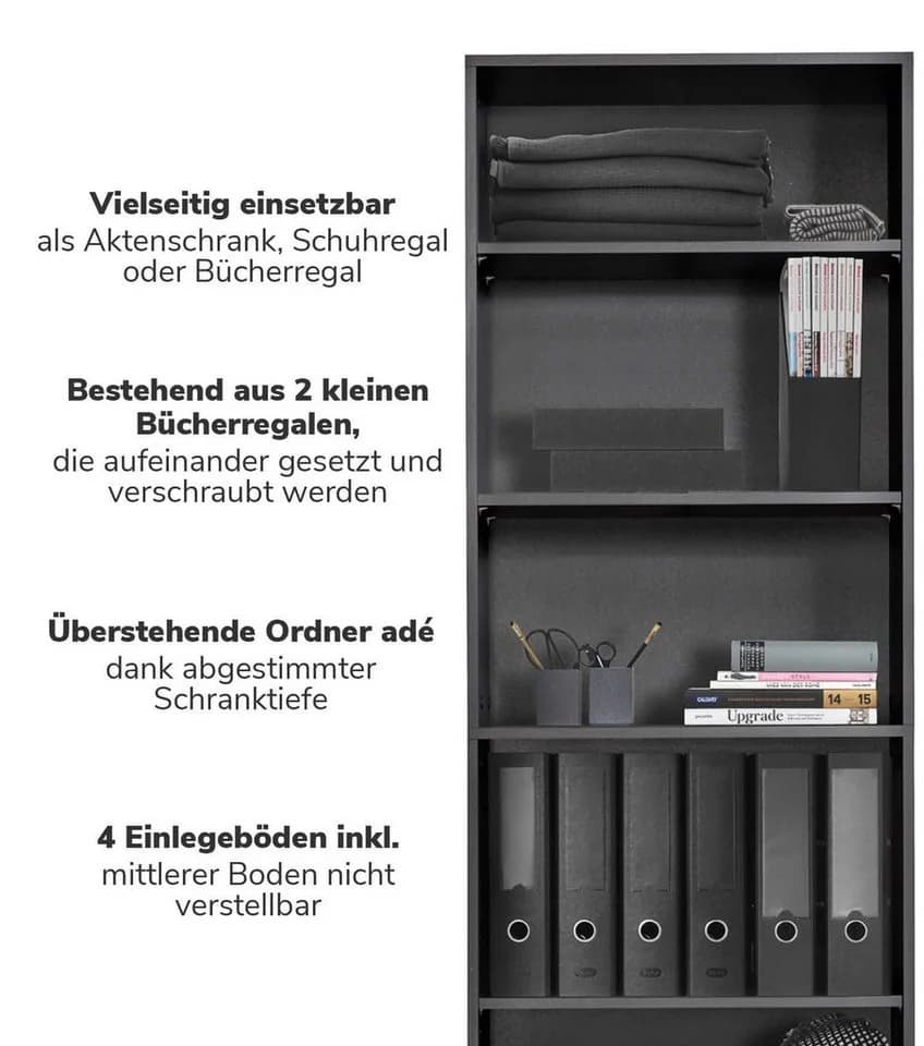 mokebo Bücherregal Der Bücherwurm Anthrazit Schwarz Holzregal