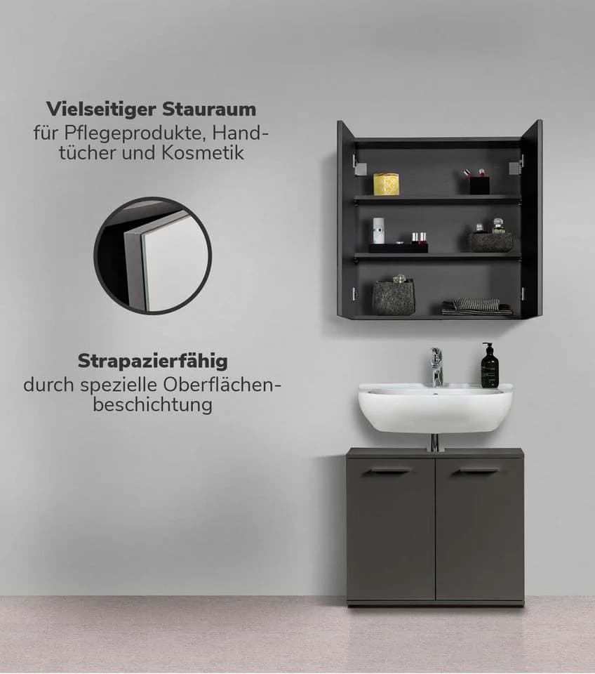 mokebo Spiegelschrank Die Badenixe Anthrazit Schwarz Wandschrank