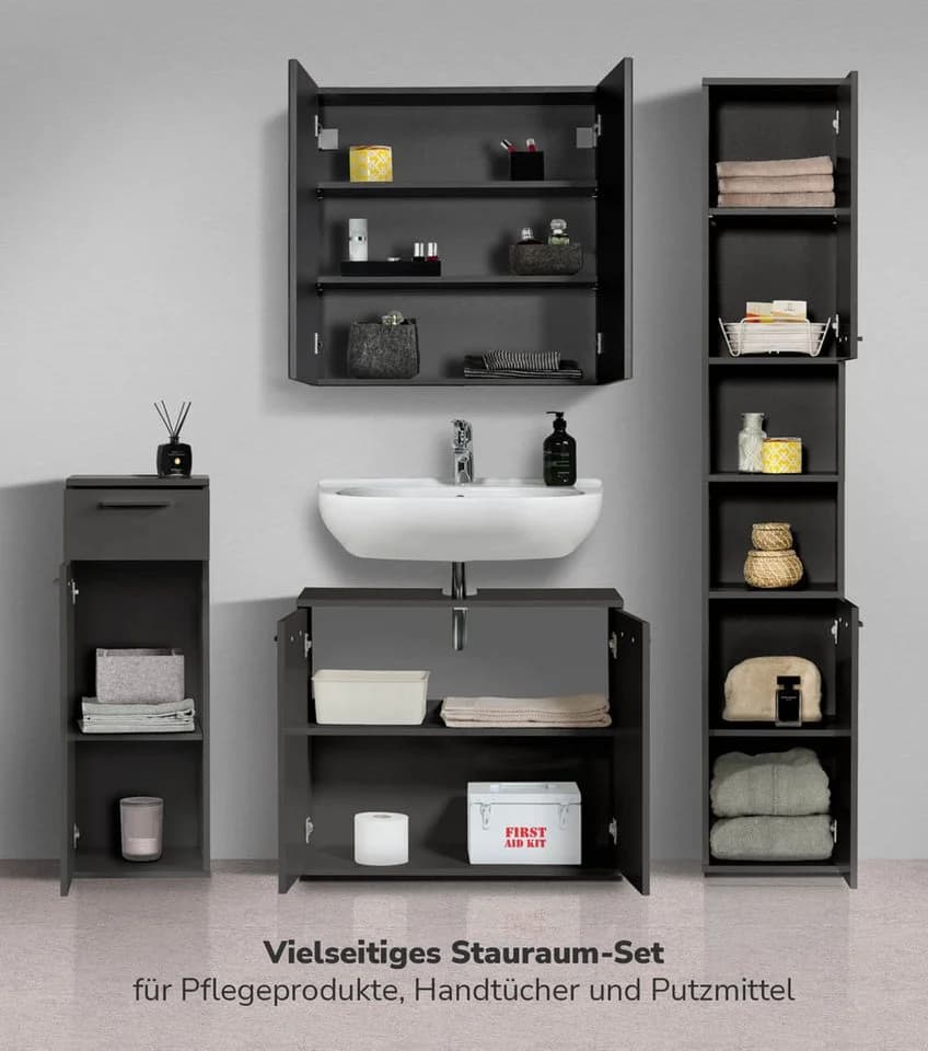mokebo Badmöbel-Set Der Steuermann 4-teilig Schwarz