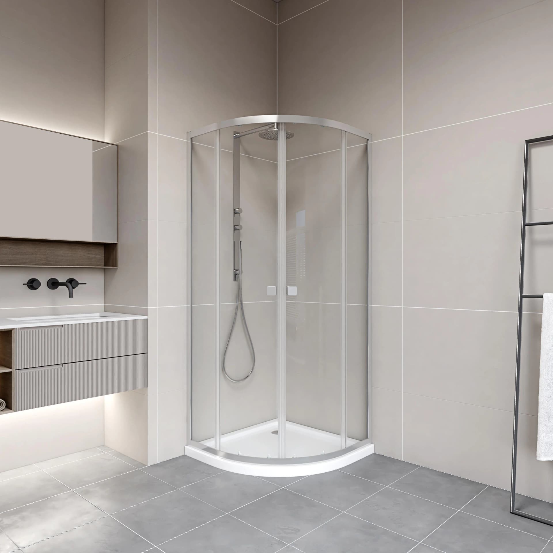 MARWELL LEEDS II Runddusche Weiß 80x80x190cm