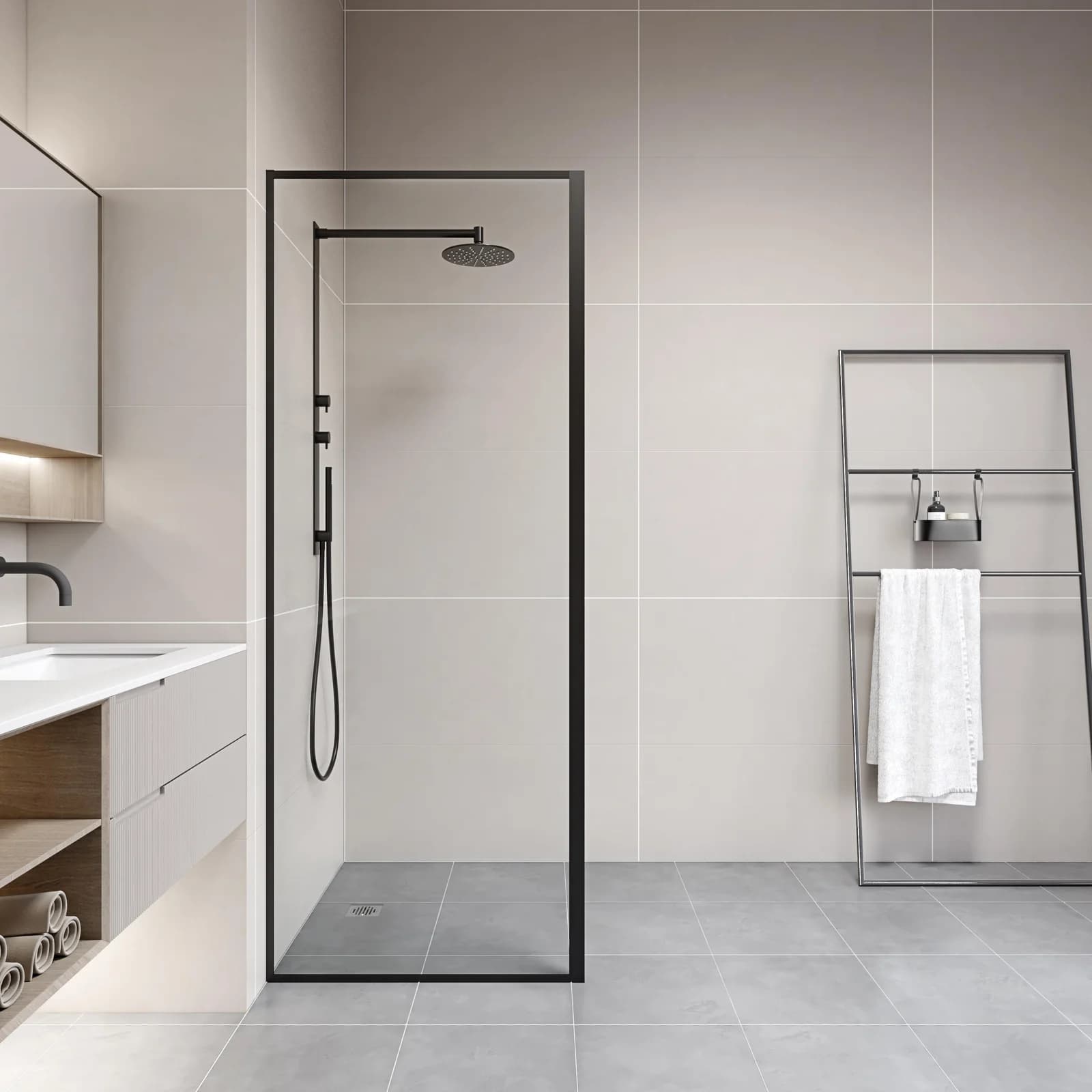 MARWELL Walk-in-Dusche Style weiß mit Aluminiumprofilen