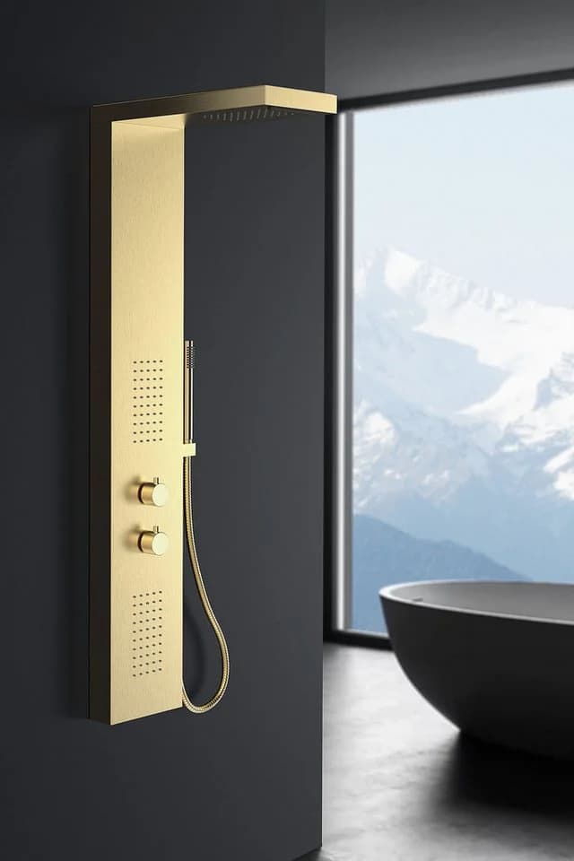 Marwell Duschsäule Essenza Gold Edelstahl Regendusche