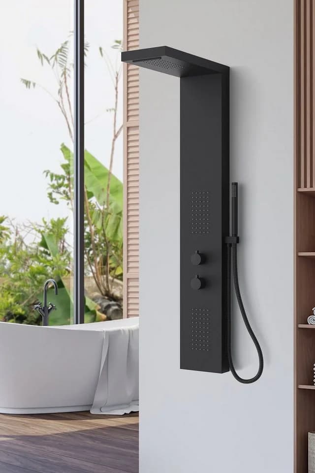 Marwell Duschsäule Essenza Schwarz Edelstahl Regendusche