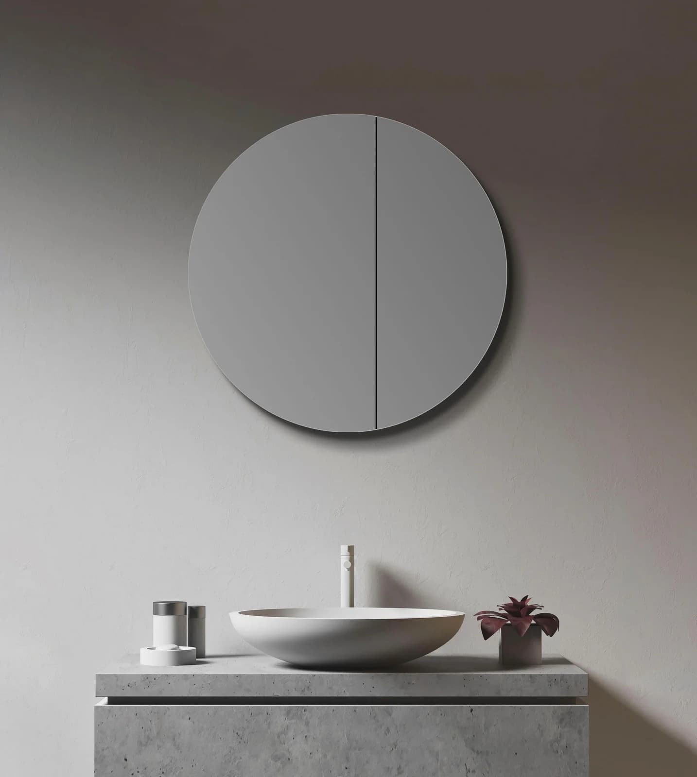 Talos Badezimmerspiegelschrank Rund Silber Aluminium Echtglas