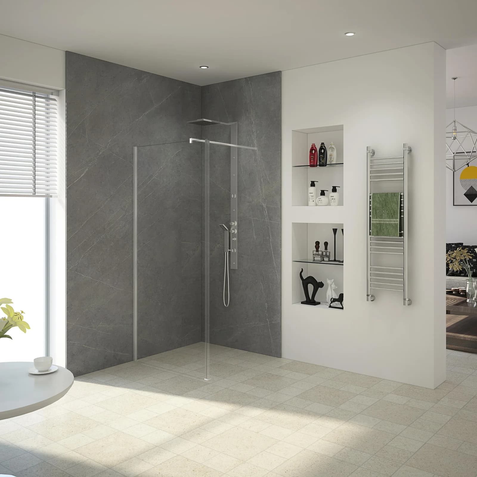 MARWELL Walk-in-Dusche YORK II weiß mit Aluminiumprofil