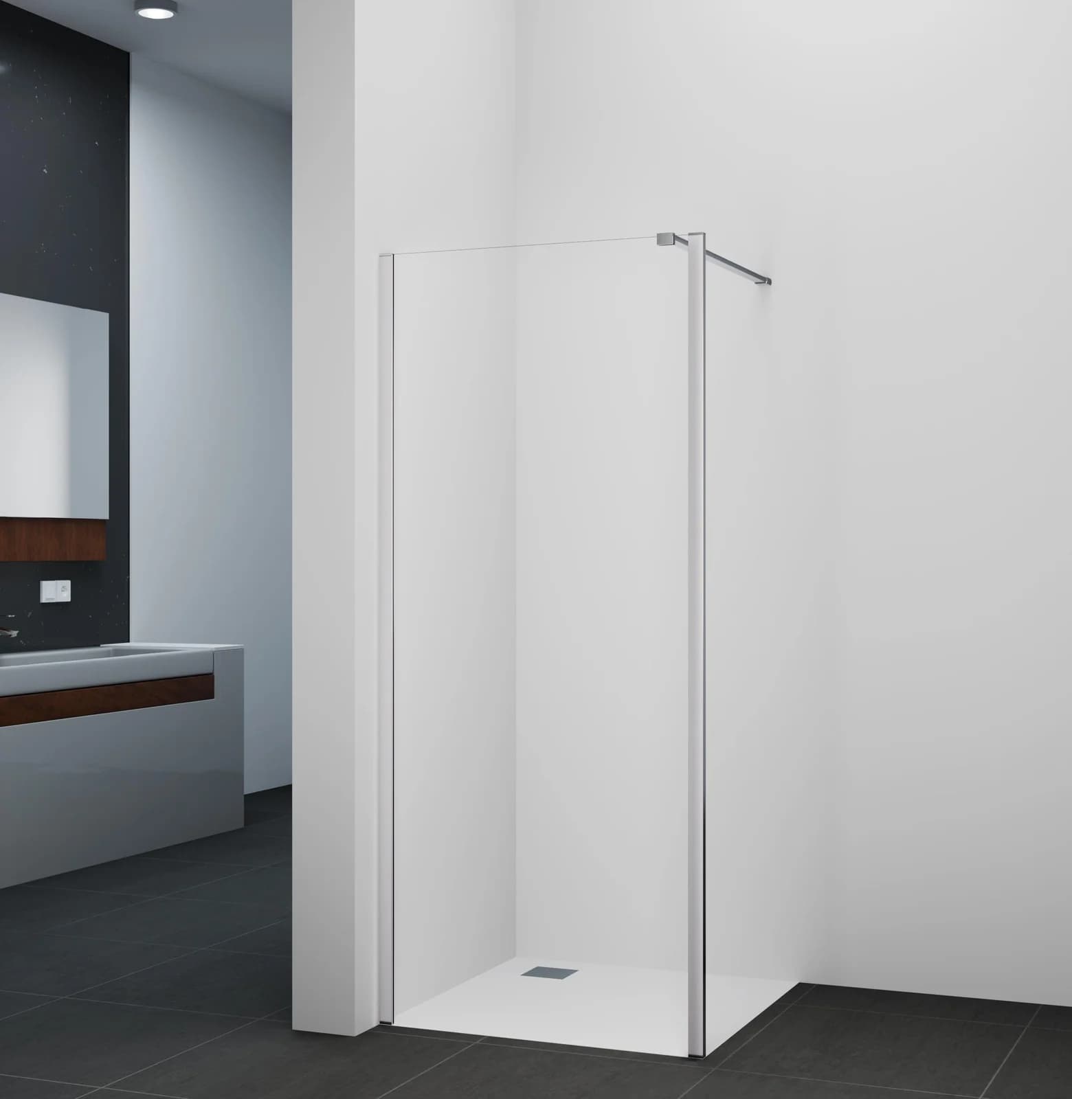 MARWELL BRIGHT 90 Walk-in-Dusche Weiß 80x195x90cm