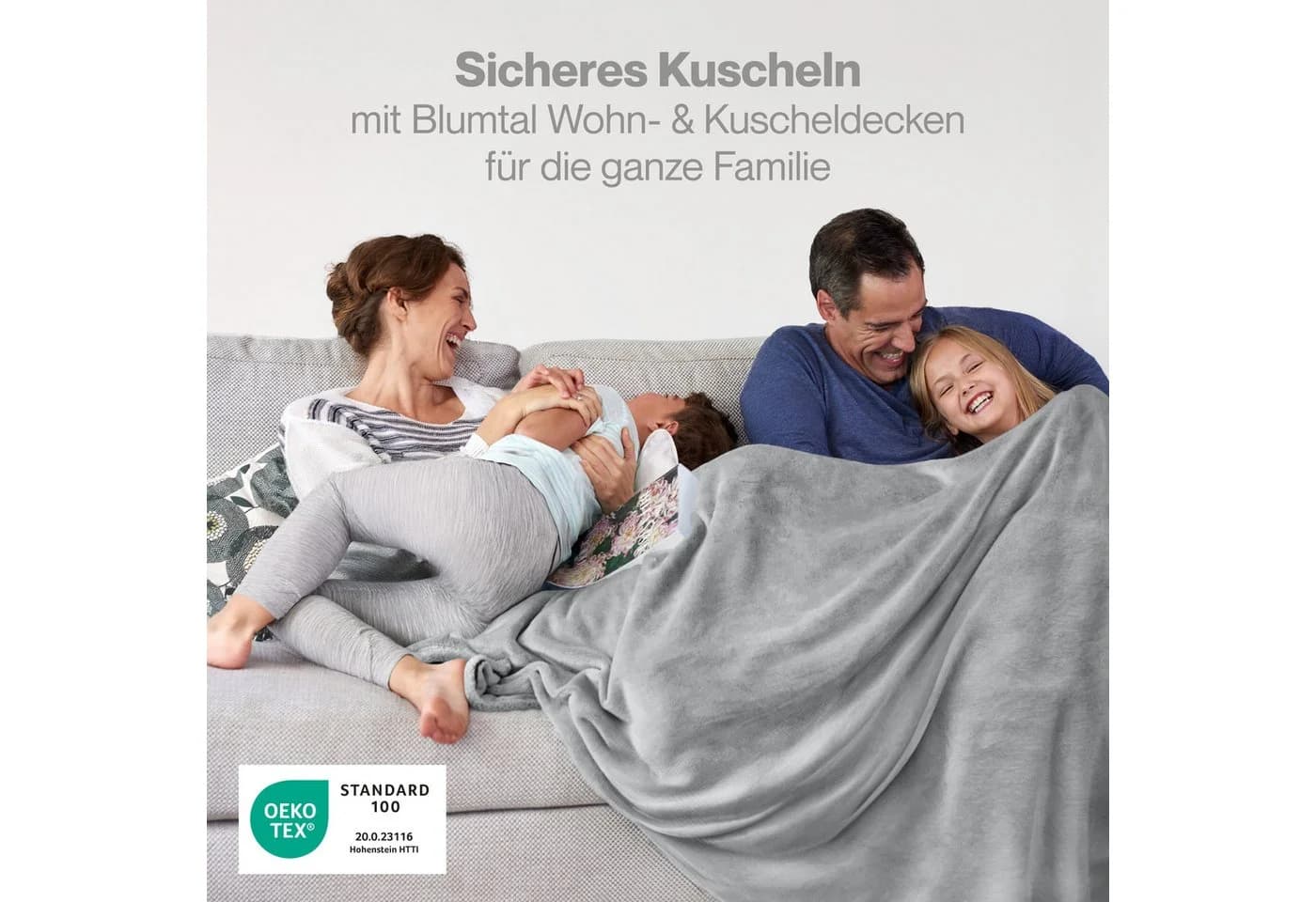 Blumtal Wohndecke Kuschelige Fleecedecke Grau Oeko-Tex