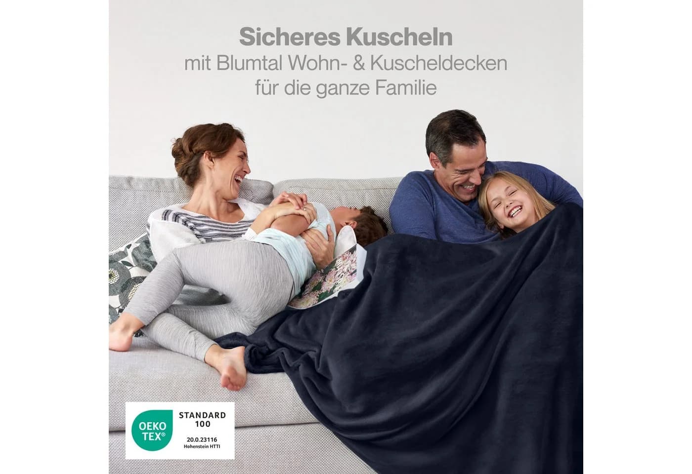 Blumtal Wohndecke Kuschelige Fleecedecke Oeko-Tex Zertifiziert Blau