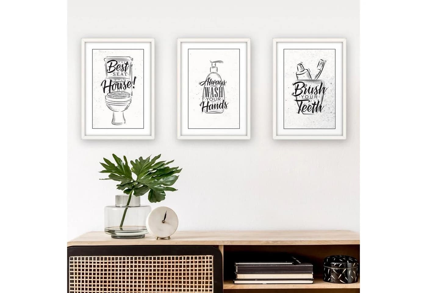 Kreative Feder 3-teiliges Poster-Set Bad WC mit Rahmen