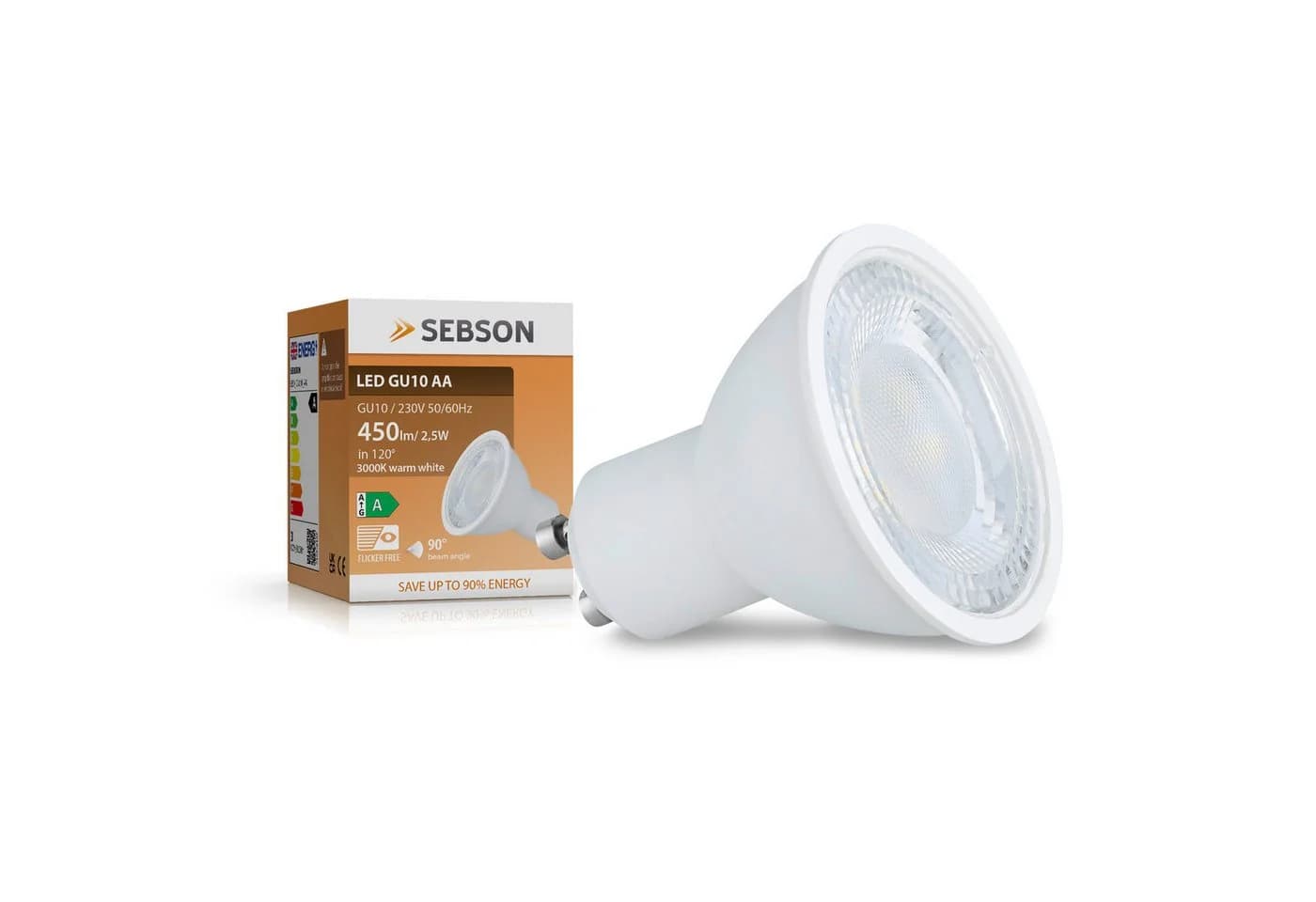 SEBSON LED Lampe GU10 4er Set Warmweiß 2,5W 450lm Energieeffizienz A