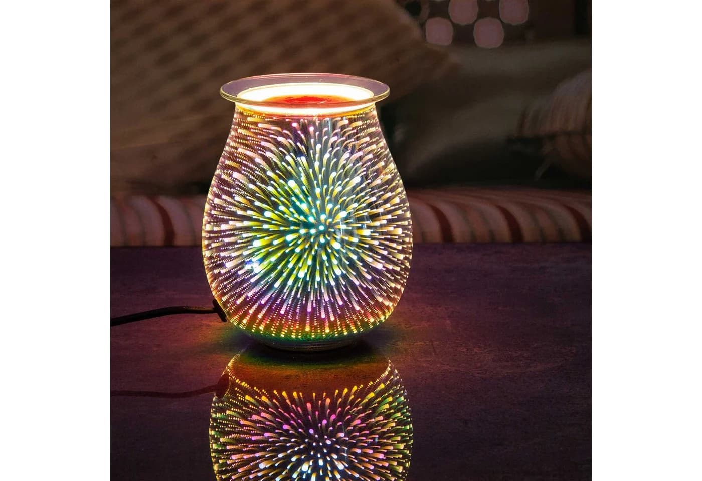 Candle BROTHERS Elektrische Duftlampe Jupiter Glas Silber Bunt 3D-Design