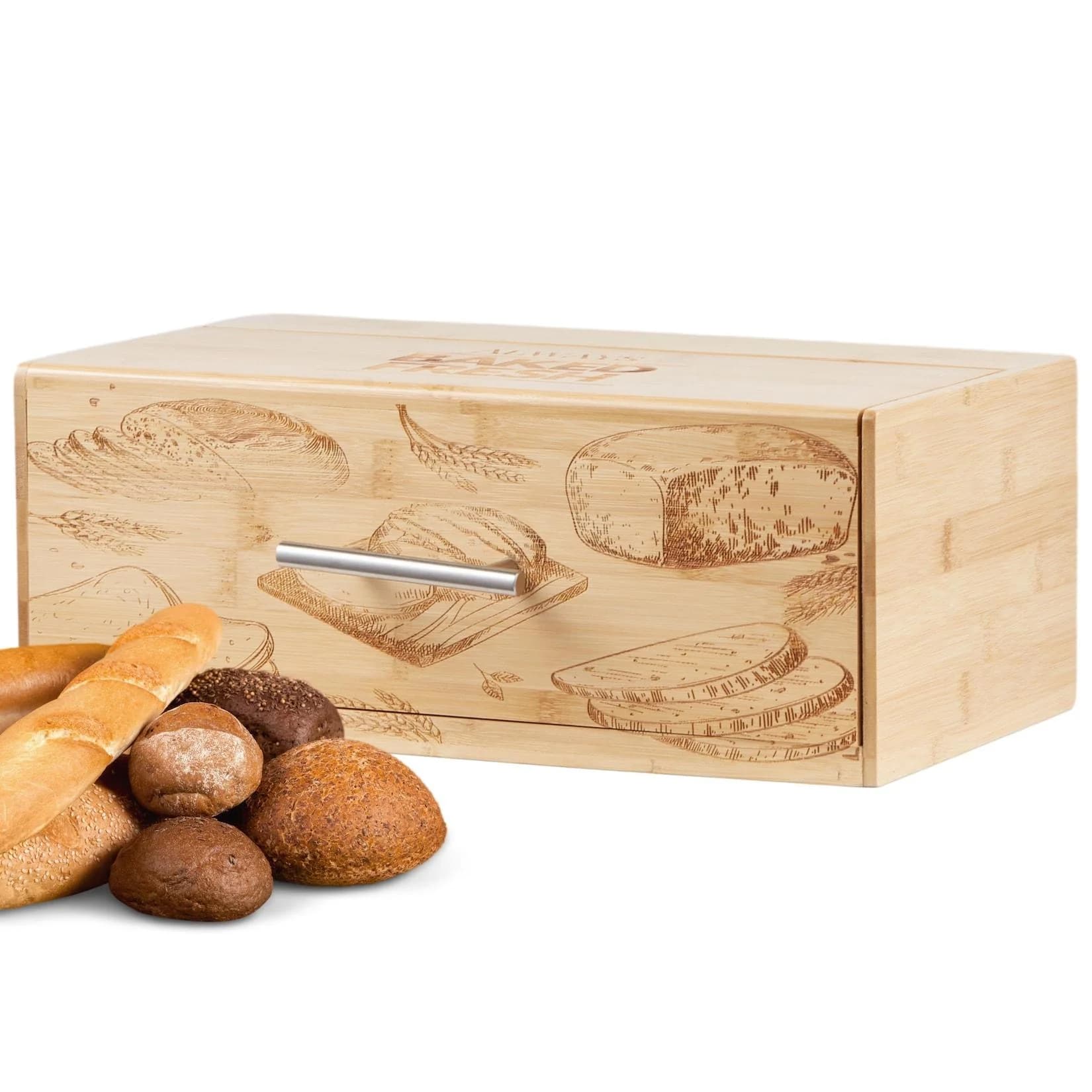 Ecosa Bambus Brotbox mit Klappdeckel und Krümelblech