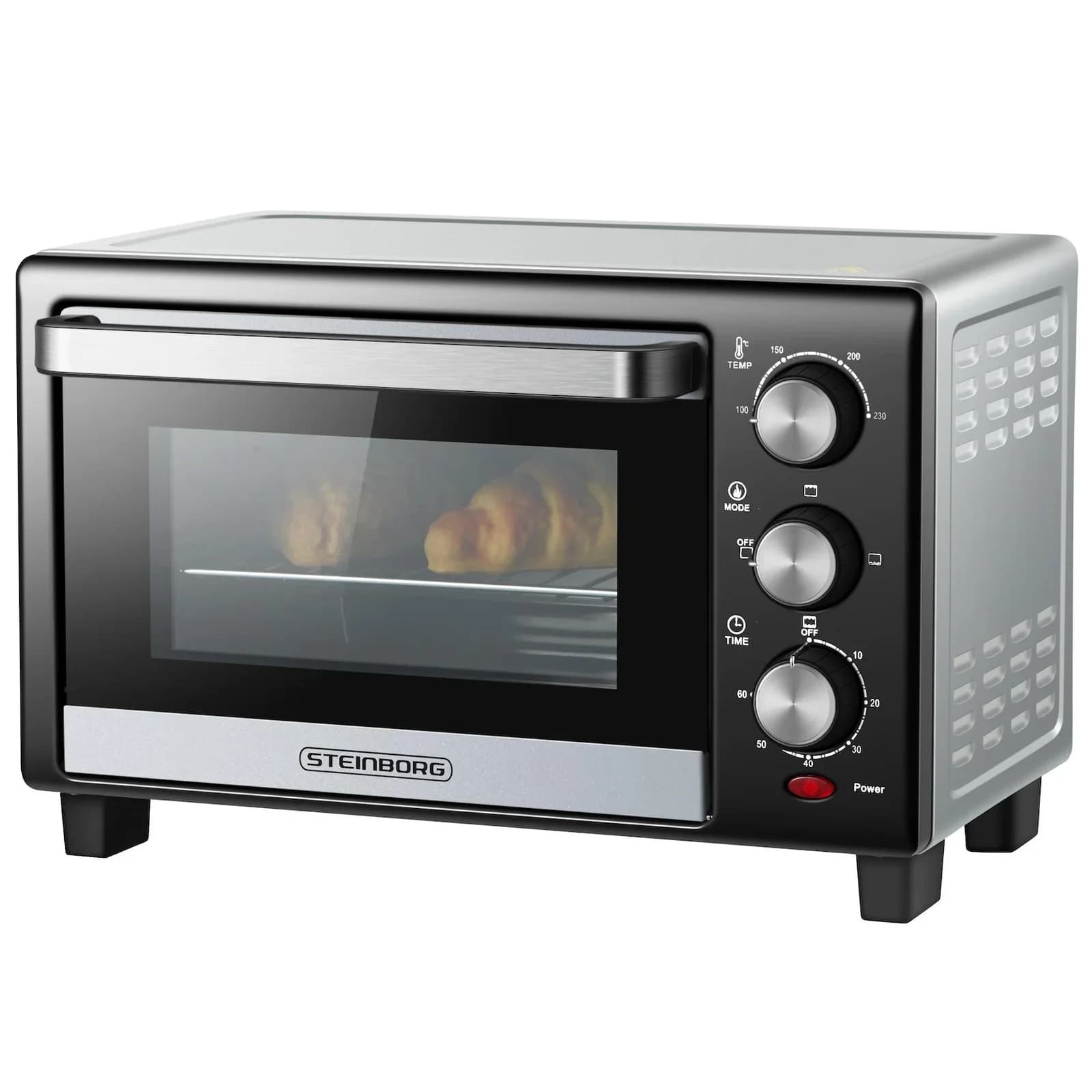 Steinborg Minibackofen 15L mit Timer 100-230°C 1200W