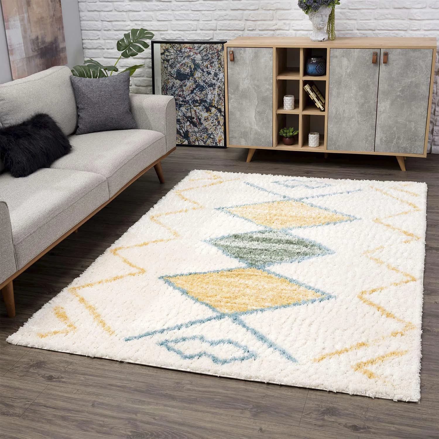 CARPET CITY Hochflor-Teppich Pulpy 557 Gelb Ethno Look