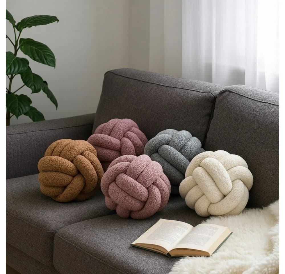 Modernes Dekokissen aus Teddy-Bouclé-Stoff