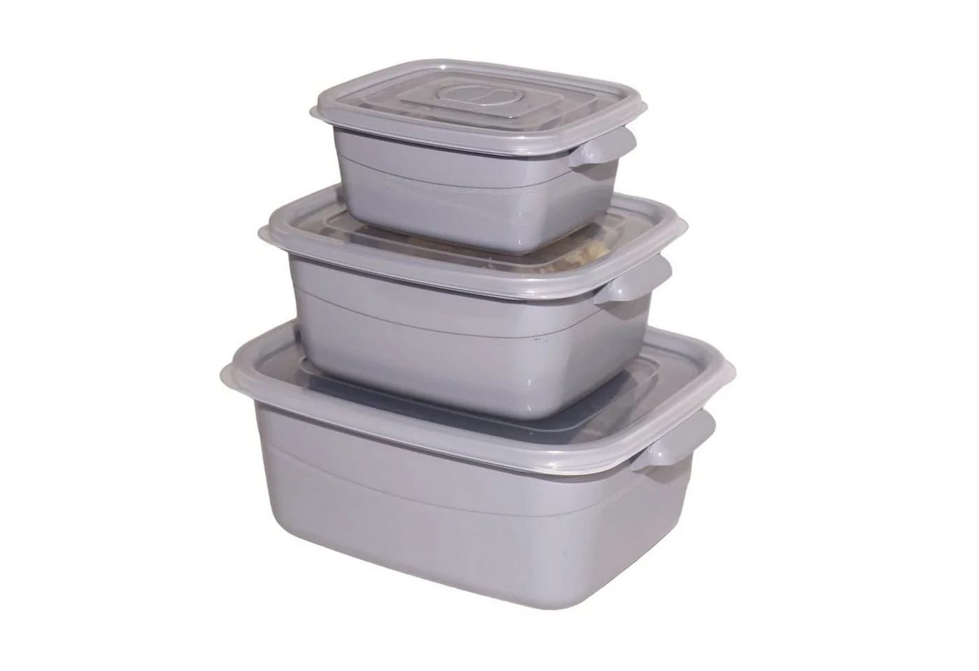 astor24 Mikrowellengeschirr-Set 3-tlg. Grau mit Deckel