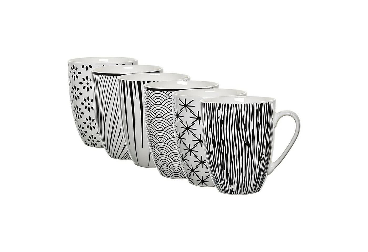 astor24 Kaffeetassen Set 6-teilig Schwarz-Weiß