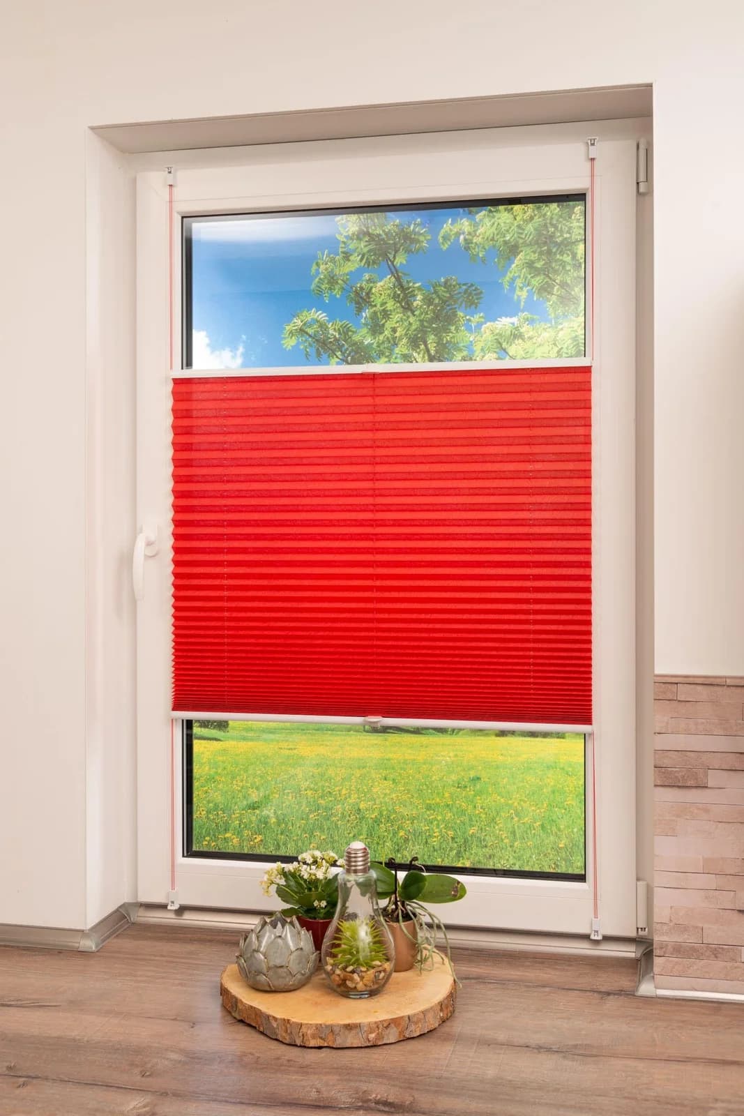 K-Home Klemmfix Pisa Plissee Rot Crushed-Optik