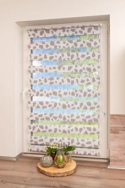 K-HOME Doppelrollo Delphi Grau Beige Polyester Klemmfix