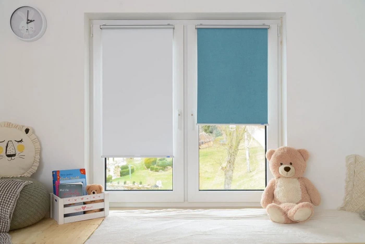 K-HOME Springrollo Anna Weiß Grau 55x150 cm Polyester Verdunkelnd