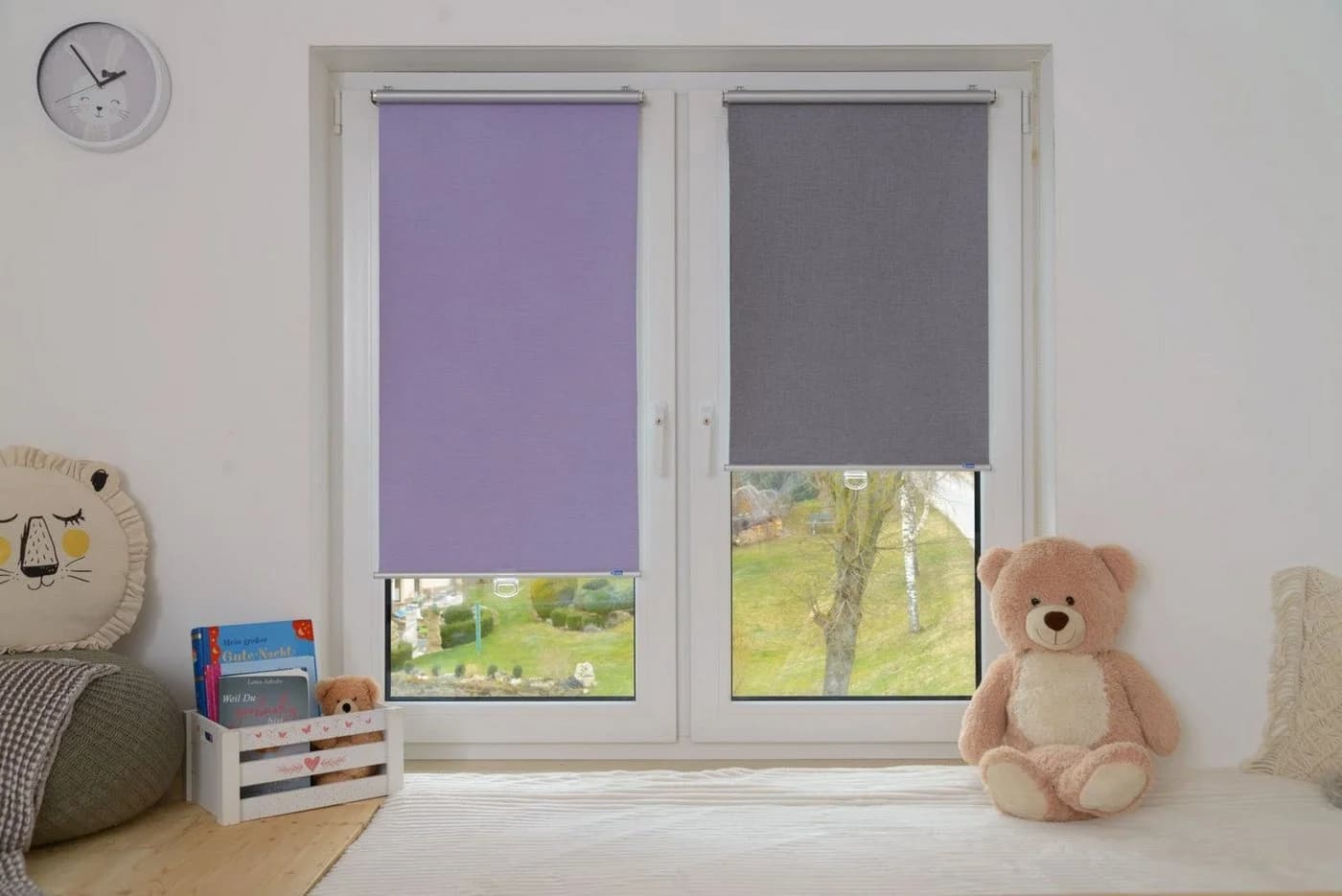 K-HOME Springrollo Anna Grau Verdunkelnd Klemmfix
