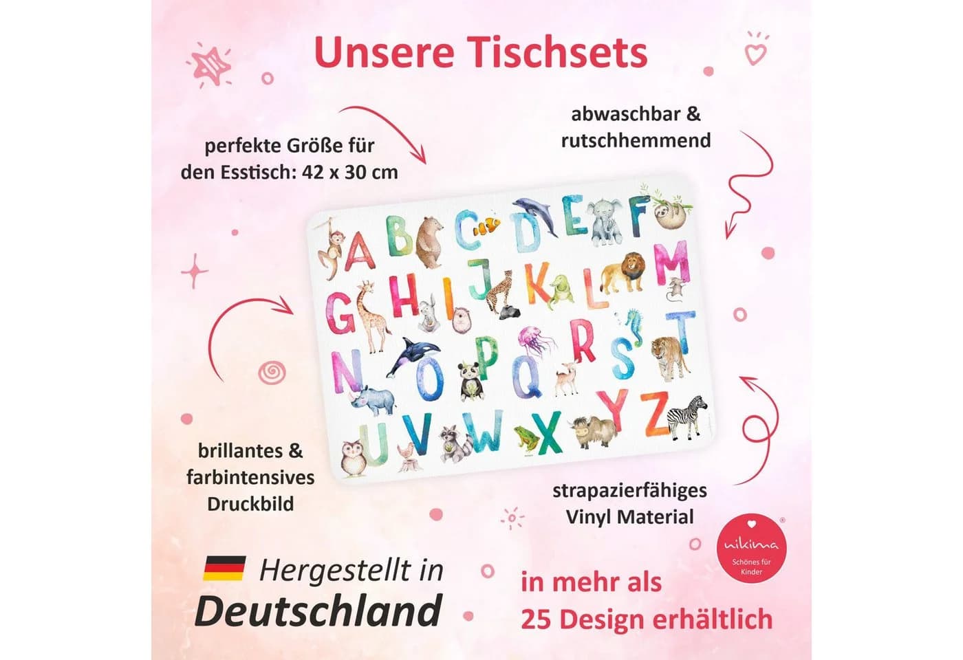 nikima Platzset Mähdrescher Kinder Vinyl Tischset abwaschbar