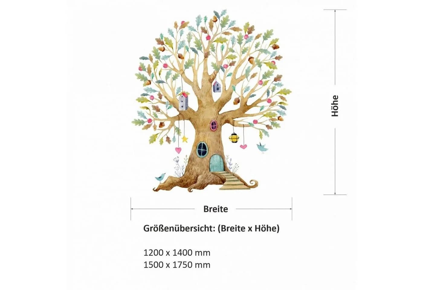 nikima Wandtattoo 241 Wandtattoo bunter Baum Eiche PVC-Folie