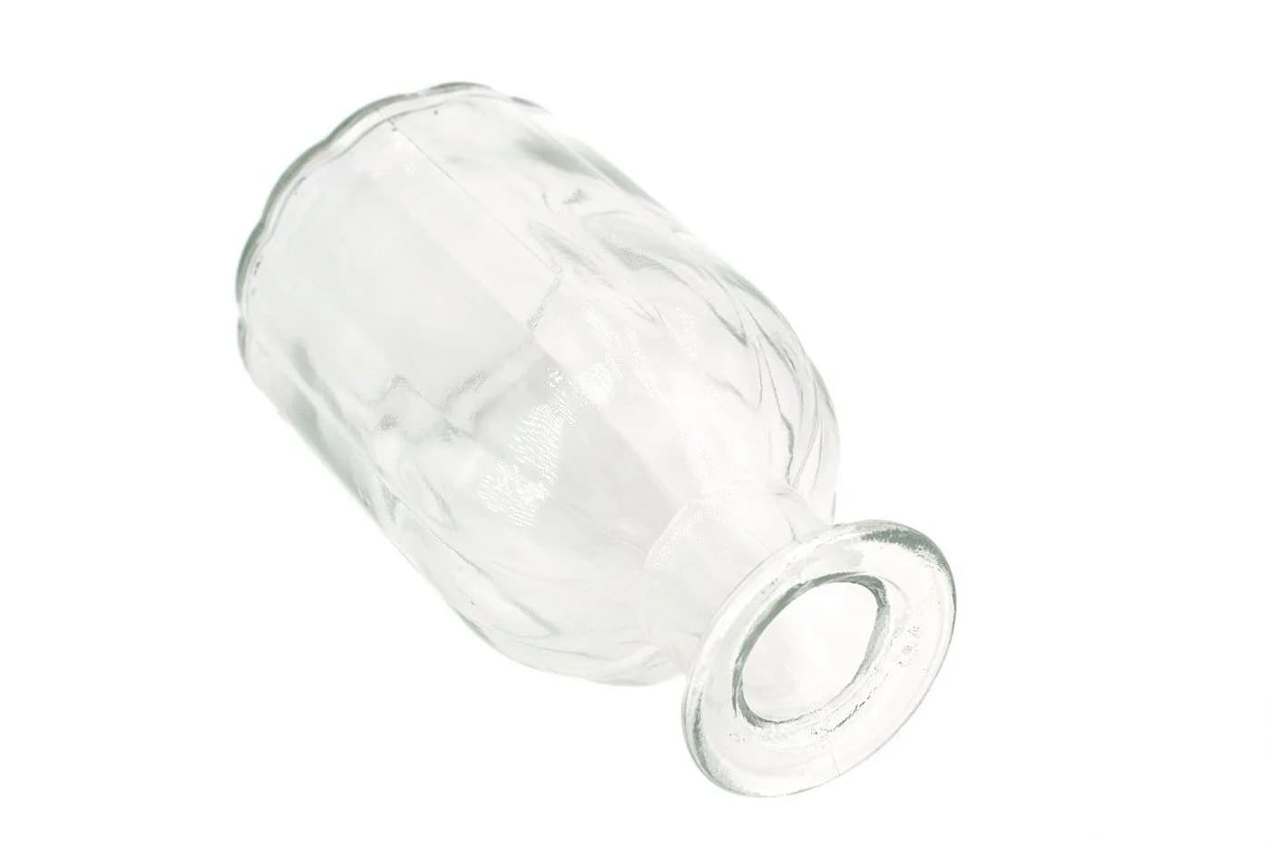 Creativery Dekovase Glas gerillt 14cm klar transparent 4er Set