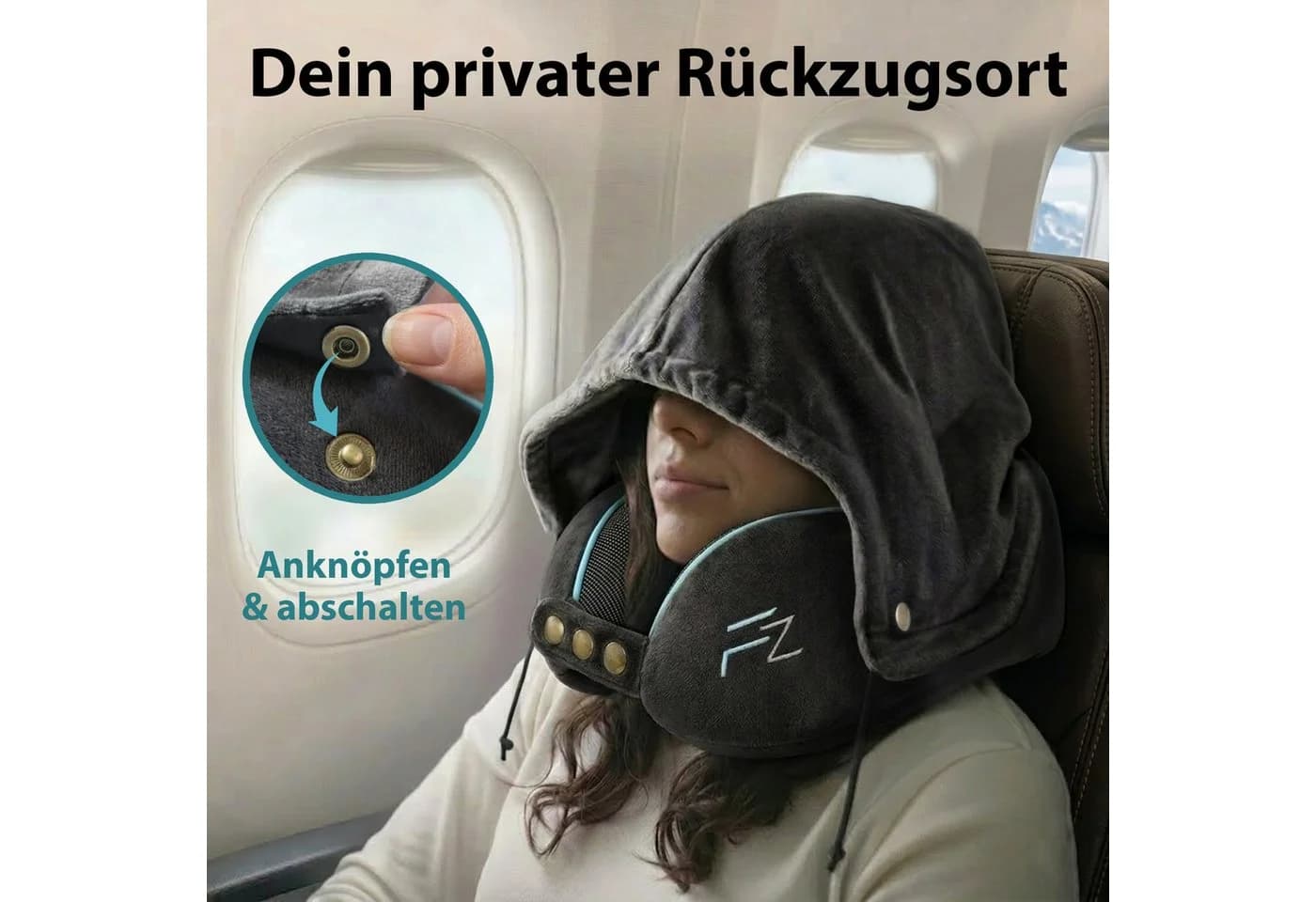 FLOWZOOM Nackenhörnchen COMFY Reisekissen Memory-Schaum Schwarz