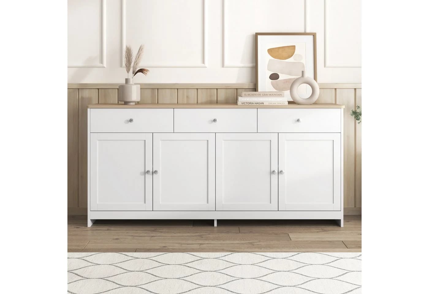SOFTWEARY Sideboard Weiß Holzwerkstoff