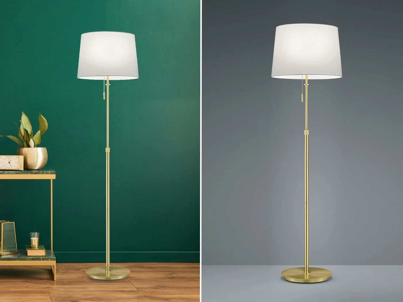TRIO Leuchten LED Stehlampe höhenverstellbar Messing Weiß